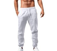 Pantalon Lin Homme été Pas Cher Décontractés de Plage Léger Confortable Pantalon Taille Élastiqué à Cordon Sport Casual Yoga Toile Pants de Travail avec Poches, Mode Ete Homme 2025