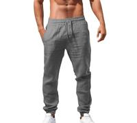 Pantalon Lin Homme été Pas Cher Décontractés de Plage Léger Confortable Pantalon Taille Élastiqué à Cordon Sport Casual Yoga Toile Pants de Travail avec Poches, Mode Ete Homme 2026