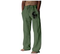 Pantalon Lin Homme Imitation Coton Lin Motif Crâne Coupe Droite Business Casual. sans Étiquette Composition. Jean Homme Large. Pantalon Original.