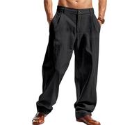 Pantalon Lin Homme Pantalon Homme Pantacourt Été D'Été Chino Pants Fluide Blanc Jogging Large Baggy Cargo Ete Leger En Toile Rétro Camouflage Grande Taille Oversize 7/8 Noir Beige Japonais Medieval