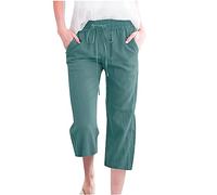 Pantalon long à taille haute avec cordon de serrage, poches élastiques, confortables, pour les loisirs, coupe droite, bleu ciel, L