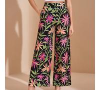 Pantalon long décontracté à jambes larges avec imprimé coloré pour les vacances d'automne SHEIN X Miriam Omar SHEIN X favorise la créativité en offrant aux créateurs de mode, aux artistes et aux marqu