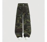 Pantalon long en jean pour garçons préadolescents, été, doux, coton, décontracté, mode, polyvalent, confortable, minimaliste, taille élastique, design cargo multi-poches, style cargo camouflage, jambe
