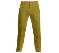 Pantalon long en lin pour homme avec passants de ceinture - Pantalon de plage fin - Coupe ample - Léger - Grande taille - Pantalon en lin - Pantalon en coton - Pantalon de loisirs, jaune, M