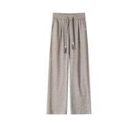 Pantalon Long en Maille Ample Extensible, Coupe Droite, orné de Rubans, col | Survêtement Marron Homme Jean Polaire Smoking Pluie Style Course Huilé Le Multipoches Complet Mec