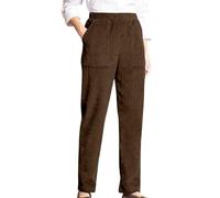 Pantalon Long En Velours Côtelé Pour Femme, Pantalon Grande Taille Femme Taille Elastique, Slacks Droit Loungewear Couleur Unie Vêtements Avec Poches Slacks D'Extérieur Trousers Taille Haute Xxxl