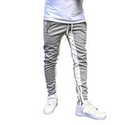 Pantalon Long Homme Loisirs Sports de Plein Jogging Fit Couleur Pied Bouche Pantalons à glissière Idée Cadeau Connecté (Grey, XXXL)