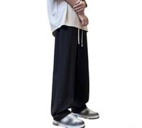 Pantalon Long Homme Polyester Léger Toucher Soyeux | Matériau polyester fin, doux la , léger comme une plume, ne pour colle pas, confort absolu(Black M)