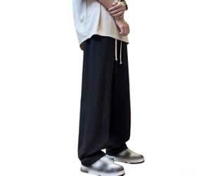 Pantalon Long Homme Polyester Léger Toucher Soyeux | Matériau polyester fin, doux la , léger comme une plume, ne pour colle pas, confort absolu(Black M)