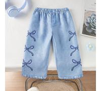 Pantalon long imitation denim avec imprimés papillons pour petites filles. Nouveaux styles pour le printemps, l'automne et l'été maintenant sur le marché. Ils sont confortables,mignons et indispensabl