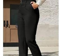 Pantalon long noir basique professionnel pour l'automne, taille haute avec poches, design à double bouton, coupe slim flatteuse, pour la rentrée scolaire et les trajets domicile-travail L,M,S,XL,XS,XX