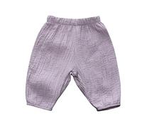 Pantalon long pour bébé garçon et fille en coton et lin élastique basique Harem Pantalon bouffant Pantalon de jogging décontracté Jack & Junior, lilas, 12-18 mois