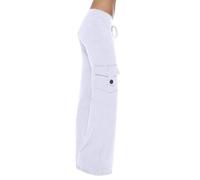 Pantalon long pour femme - Taille haute - Extensible - Push Up - Rehausseur de fesses - Pantalon de yoga ample - Taille élastique - Pantalon de jogging pour femme avec poches latérales et cordon de