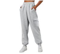Pantalon longueur genou pour femme - Daily Home - Pantalon d'extérieur avec taille élastique - Poches latérales - Pantalon d'entraînement décontracté - Pantalon cargo - Pantalon de VTT - Rembourré