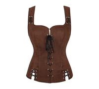 Pantalon médiéval pour enfant et femme - Costume de cosplay Bodice Tanks The Medieval Court Gentlemen Wore Stage Costumes avec manteau Costume de cosplay Padme (marron, L)