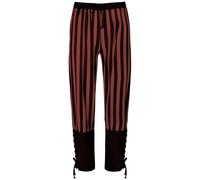 Pantalon médiéval pour homme - Pantalon long en lin gothique steampunk - Pantalon de costume victorien à rayures pour homme - Pantalon de pirate pour homme - Costume Renaissance - Cheviking, marron, L