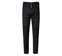 Pantalon médiéval vintage gothique aristocrate brocart brodé Steampunk victorien vêtements d'Halloween Cosplay Pantalon droit coupe ajustée Pantalon de marin fuselé, Noir , XL