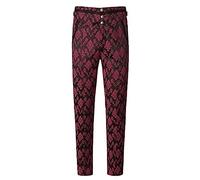 Pantalon médiéval vintage gothique aristocrate brocart brodé Steampunk victorien vêtements d'Halloween Cosplay Pantalon droit coupe ajustée Pantalon de marin fuselé