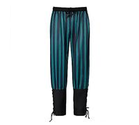 Pantalon médiéval vintage rayé pour homme - Avec poches - Pantalon de pirate Renaissance - Costume de cosplay - Long costume de viking - Pantalon rétro de pirate à lacets - Coupe universelle, O Vert