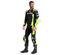 Ixon Vortex 3 Pantalon en cuir de moto, noir/jaune, Taille M