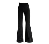 Pantalon moulant évasé taille haute pour enfants - Esthétique - Bas de cloche - Extensible - Couleur unie - Legging de ballet - Yoga - Danse - Pantalon décontracté athlétique, Noir , 10-11 ans