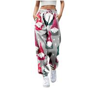 Pantalon NoëL Femme Grande Taille Hiver Pantalon Sport Taille Haute Femme Dessins AniméS Chic Elegant ImpriméS Minceur Confort Baggy Festival (Grey, XL)