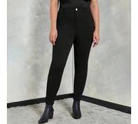 Pantalon noir élastique basique, confortable et polyvalent pour femmes en grande taille. Convient pour le bureau, l'aéroport, l'enseignement 0XL,1XL,2XL,3XL,4XL,5XLUnicoloreTissu tricoté