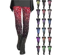 Pantalon pailleté pour femme - Coupe ajustée - Pantalon long doux et extensible - Confortable - Chaud - Legging de sport - Collants métalliques brillants - Pantalon décontracté imprimé à paillettes