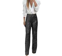 Pantalon Paillette Femme De Soirée Cocktail Strass Disco Métallique Droit Legging Noir Chic Et Elegant Vetement Annee 80 Tenue Style Décontracté Éléphant Déguisement Année Long Extensible Carnaval