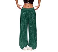 Pantalon Paillette Femme De Soirée Cocktail Strass Disco Métallique Droit Legging Noir Chic Et Elegant Vetement Annee 80 Tenue Style Décontracté Éléphant Déguisement Année Long Extensible Carnaval