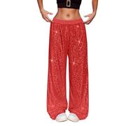 Pantalon Paillette Femme De Soirée Cocktail Strass Disco Métallique Droit Legging Noir Chic Et Elegant Vetement Annee 80 Tenue Style Décontracté Éléphant Déguisement Année Long Extensible Carnaval