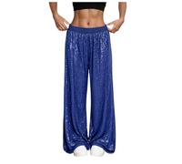 Pantalon Paillette Femme Disco Brillant Jambes Larges Pantalons Taille Basse Rétro Décontracté Pantalon de Soirée Clubwear Streetwear Baggy Femmes Soirées Danse Hip Hop Jazz Pants de Carnaval