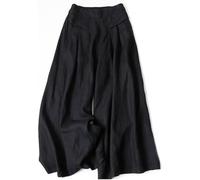 Pantalon Palazzo en Coton et Lin pour Femmes, Jambe Large, Coupe Ample, Gaze, Tenue d'été décontractée, Taille élastique avec Poches (Noir,TTG)