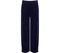 Pantalon Palazzo en velours pour femme - Taille élastique - Grande taille - Poche large - Bas palazzo en velours - Vêtement d'hiver chaud - Pour fête de Noël, bleu marine, 44-46