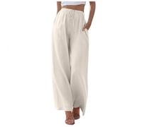 Pantalon Palazzo Femme été, Pantalon Fluide Grande Taille Couleur Unie LâChe Jambe Large Pantalons Droit Grande Taille DéContracté Pas Cher LéGer Polyvalents Vacances Bureau Quotidien Pants