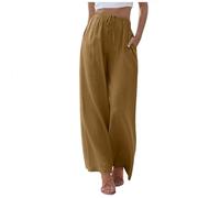 Pantalon Palazzo Femme été, Pantalon Fluide Grande Taille Couleur Unie LâChe Jambe Large Pantalons Droit Grande Taille DéContracté Pas Cher LéGer Polyvalents Vacances Bureau Quotidien Pants