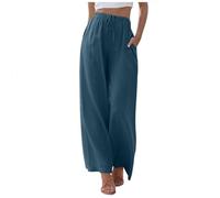 Pantalon Palazzo Femme été, Pantalon Fluide Grande Taille Couleur Unie LâChe Jambe Large Pantalons Droit Grande Taille DéContracté Pas Cher LéGer Polyvalents Vacances Bureau Quotidien Pants