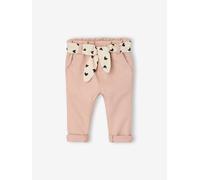 Pantalon paperbag bébé avec ceinture vieux rose 6M(67CM)