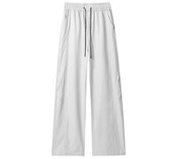 Pantalon parachutiste décontracté à plis coupe droite cargo pour un usage quotidien confortable et style urbain moderne Pantalon de randonnée homme imperméable respirant léger randonnée (White, L)