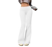 Pantalon Patte D'Elephant Femme Taille Basse- Pantalon Évasé Chaud Décontracté Couleur Unie Nettoyage Chaud Et Ajusté Jusqu Sol Pants en Tissu Léger Élastique Et Confortable Nouveau