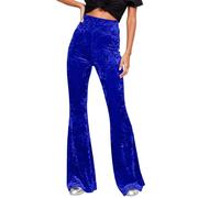Pantalon Patte d'Elephant Femme Taille Haut Elastique en Velours - Coupe Évasée Flare et Texture Douce pour une Silhouette Allongée - pour Tenue de Soirée, Inspiration Rétro et Représentation Scénique