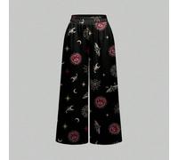 Pantalon pattes d'éléphant de luxe style palais, imprimé intégral d'une toile d'araignée de scorpion étoilé pailleté sur un fond sombre pour femme L,M,S,XL,XS,XXL,XXS,XXXL,XXXXLLettres,UnicoloreTissu 
