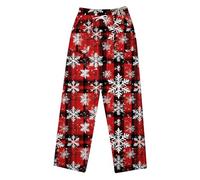 Pantalon Pere Noel,Pantalon Femme Casual Doublé Polaire Confortable etChaud Automne Hiver Tail Le Elastique Poches Décontracté Maison Extérieur sans Coutures Ni Contrainte (Red, S)