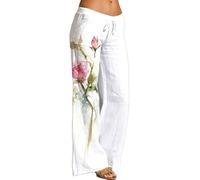 Pantalon plissé à jambe large pour femme - Pantalon décontracté taille haute - Coupe ample pour le printemps et l'été - Pantalon de marche décontracté - Pantalon de jogging, rose, XXL
