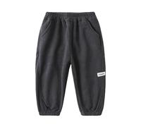 Pantalon Polaire Enfant garçon 2-8 Ans Chaud Hiver Survetement Jogging Enfant Garcon Sport décontracté Pantalons Fille Ample Mode Velours côtelé avec Poches Sweatspants (Grey, 4-6 Years)