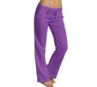 Pantalon Portefeuille Femme A Nouer,Pantalon Décontracté Femme En Coton Et Lin Unicolore À Jambes Larges, Slacks Cordon De Serrage Trouser Baggy Loungewear Polyvalent Survêtement Maison Slacks