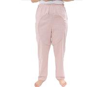 Pantalon Post-opératoire Entièrement Ouvert, Vêtement For Personnes Paralysées Avec Fermeture Éclair Latérale Facile À Enfiler Et À Retirer, Vêtement Adaptatif For Personnes Âgées(Pink Grid,M)
