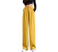 Pantalon pour femme à jambes larges, très élastique, cintré dans le dos, pantalon de travail d'affaires, pantalon long et droit pour l'été, jaune, XXL