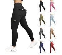 Pantalon pour femme à taille élastique - Legging de sport pour femme - Legging cargo avec poches pour femme - Legging d'équitation pour femme - Vêtements de travail - Pantalon moulant à séchage rapide