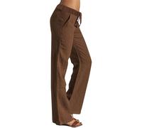 Pantalon pour femme avec élastique - Jambes élégantes - Taille élastique - Cordon de serrage - Pantalon long confortable et solide avec pantalon de VTT pour femme 3/4, marron, M